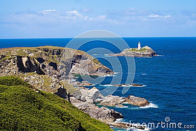 Godrevy Lighothouse and island , North Cornwall Stock Photo